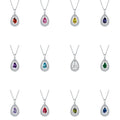 925 Sterling Silver Pear-Shaped Gemstone Collar Necklace for Women with the 12 Birthstones MegaBDM