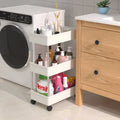 High Quality 4-Tier Slim Storage Trolley Standing Type Rolling Utility Cart with Slide Out Feature Made of Durable Plastic