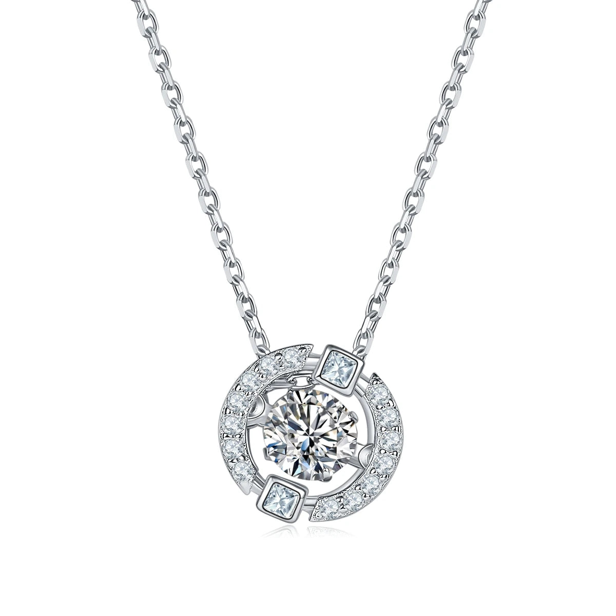OLDK Abiding Custom Logo Fine Jewelry 925 Sterling Silver Twinkle Setting Moissanite Diamond Pendant Necklace
