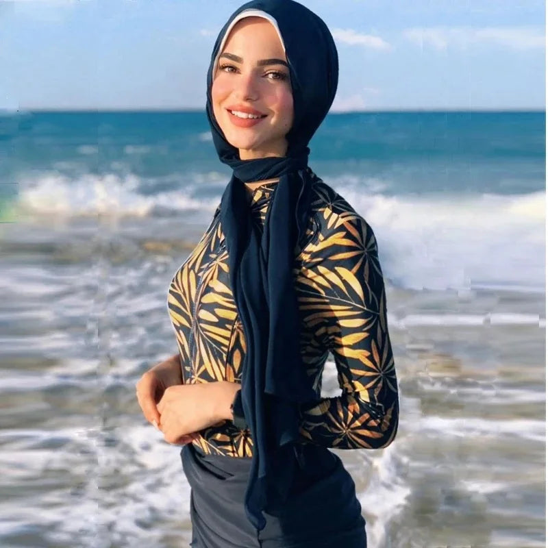 2024 New Design Modest Swimwear Wholesale High Quality Muslim Swimsuit Hijab Borkini Conservative Islamic Women 100% Polyester