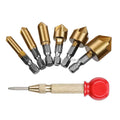 6Pc Hexagonal Shank Titanium Coated HSS Countersink Chamfer Drill Bit 1/4" Coated Woodworking Core Dril Bit Power Tool MegaBDM