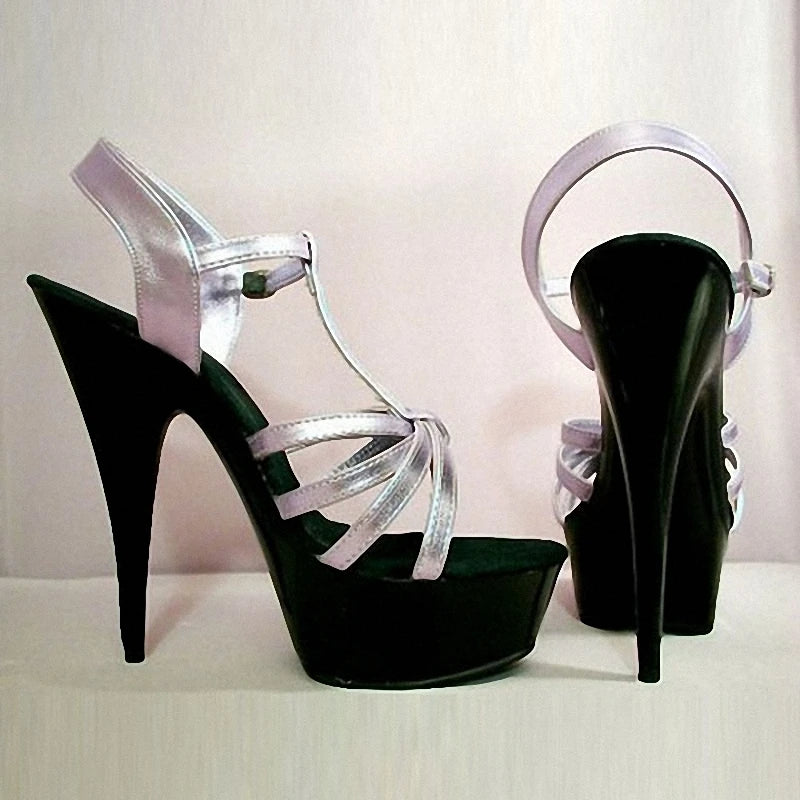 Black stiletto 15 cm platform high heels pole dance model walk show banquet queen party summer leaky toe large sandals