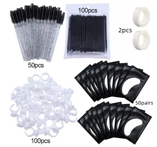 Eyelash Extension Set Kit lava Beauty Heart Shape Glue Ring Micro Lash Mascara Wand Tape Eye Pad Mini Fake Lash Brushes Tools