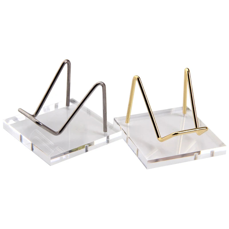 Portable 6.5cm Modern Silver/Gold Electroplated Metal and Acrylic Display Stand for Crystal Specimens