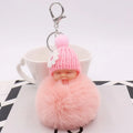 Cute 8cm Plush Sleeping Smiling Flower Baby Doll Keychains Fluffy Kawaii Plush Doll Pom Pom Fur Keychain for Bag Charm Pendant