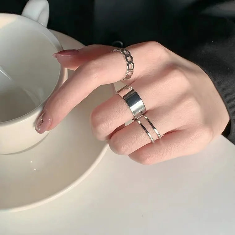 Three-piece Ring Hip-hop Opening Adjustable Retro Ring