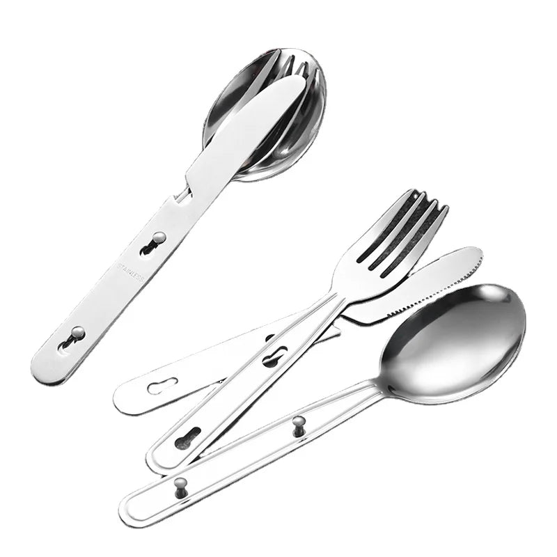 Travel Utensils Reusable Portable Utensils Set 3 in 1 Folding Cutlery Set for Lunch Box Camping