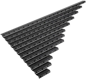 Server Rack 12U Vertical Rail Pair DIY Hardware Kit Cabinet Frame 3mm Thick Black Powder Coated Single-Side Pre-Tapped 12-24