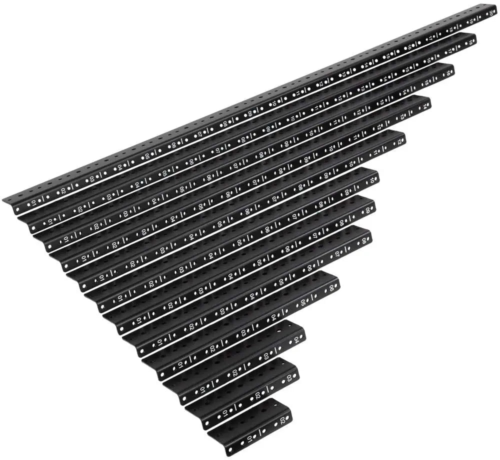Server Rack 12U Vertical Rail Pair DIY Hardware Kit Cabinet Frame 3mm Thick Black Powder Coated Single-Side Pre-Tapped 12-24