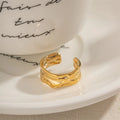 Fashion Jewelry Rings Waterproof 18k Gold Plated Hammered Ring for Women
