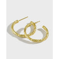 925 Sterling Silver Minimalist Melted Pattern Hoop Earrings Circle Geometric 18K Gold Earrings Fine Jewelry Earrings Women