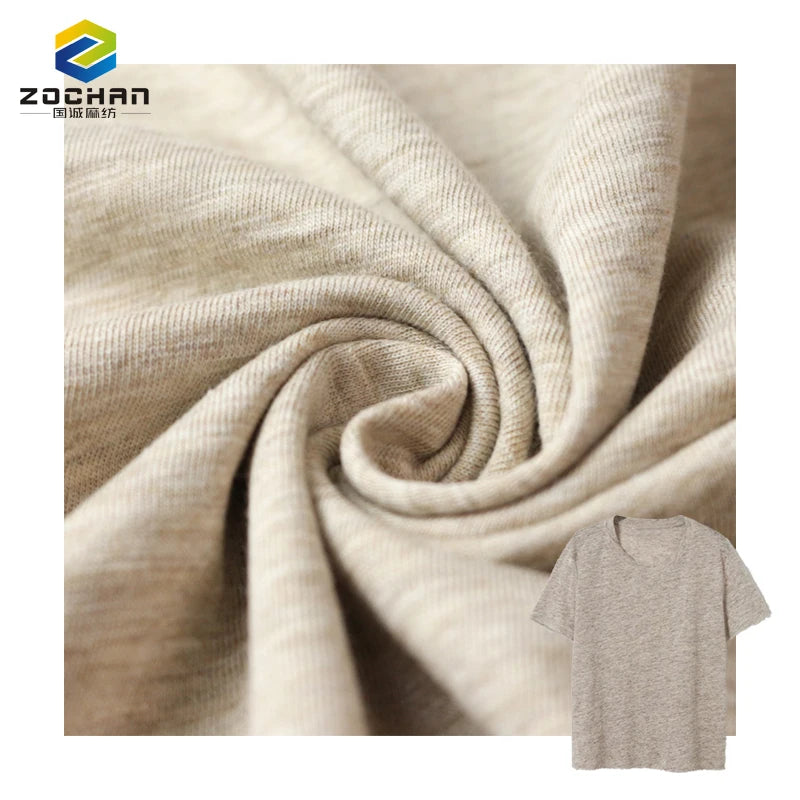 Custom Textiles 100% Pima Cotton Slub Jersey Breathable Wicking Knit Fabric for t Shirt Clothing
