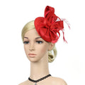 Women Linen Feather Small Fascinator Sinamay Party Wedding Church Hair Band Headwear Fascinator