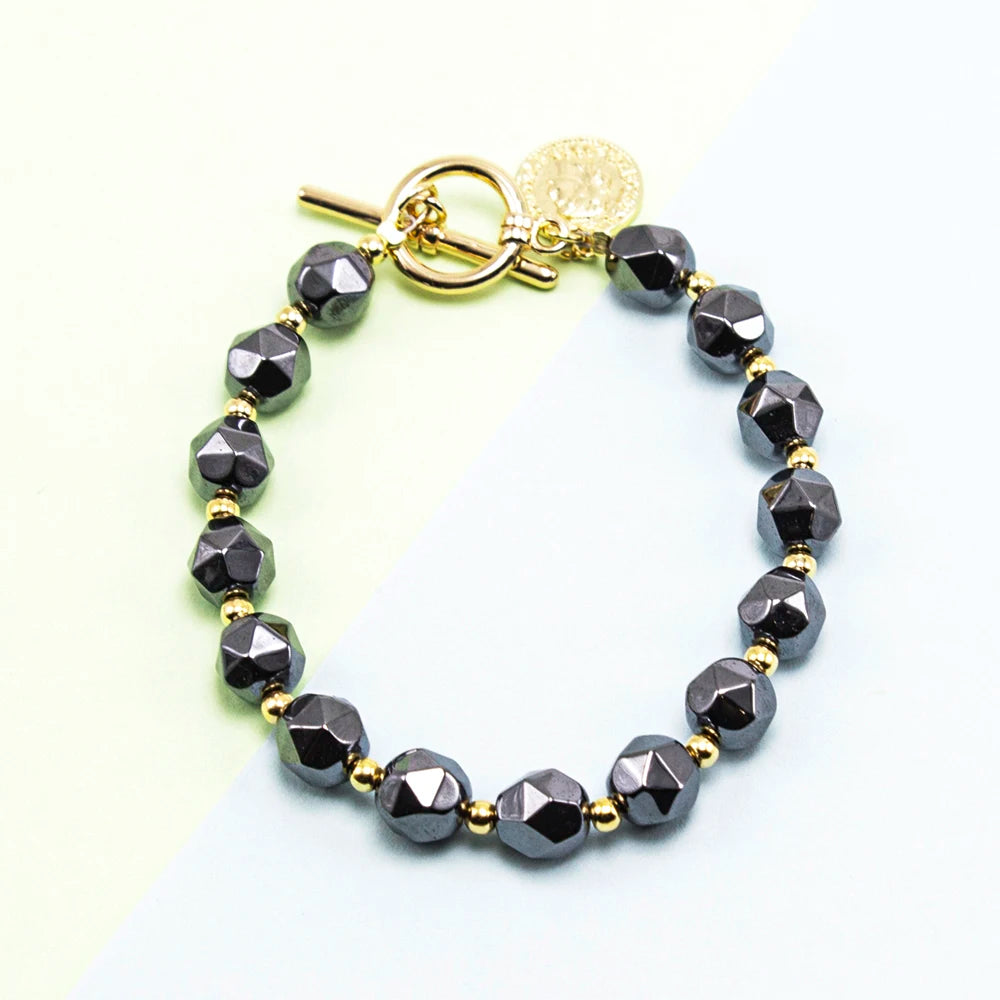 Gemstone Beaded Bracelet Hematite Beads Bracelet Bangles for Women