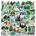 50PCS Cartoon Cute Wild Forest Eco-Friendly Vinyl Adhesive Stickers DIY Luggage Refrigerator Green Die Cut Sticker
