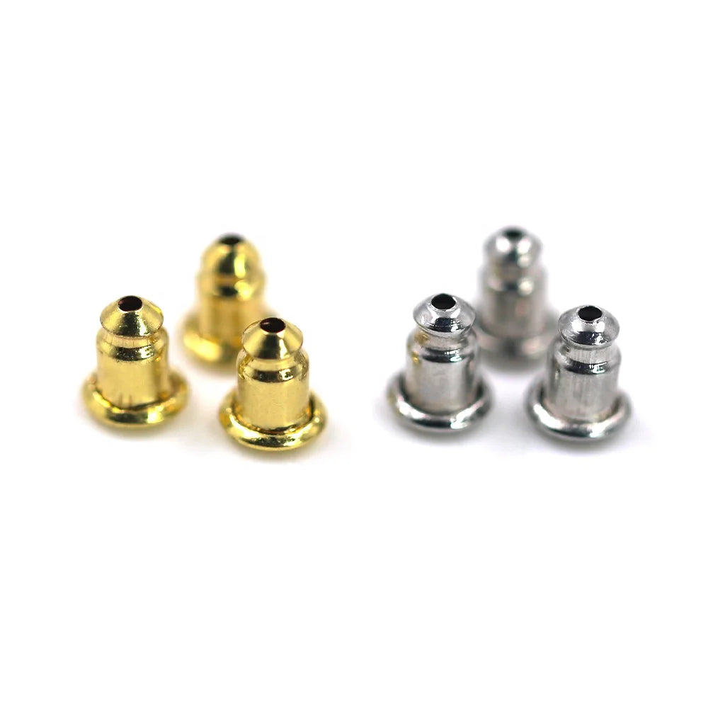 Metal Brass Bullet Shaped Secure Earring Backs Replacements Silver Gold Earring Safety Stoppers for Jewelry Earring Accessories