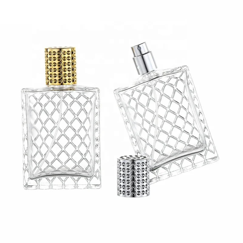 Wholesale 100mL Glass Perfume Spray Bottle Flat square Perfume Bottle Luxury High-end Perfume Empty Bottle