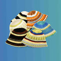 Wholesale Custom Colorful Bohemian Stripe Crochet Pattern Bucket Hats Knitted Fishermen Cap Fishing Casual Party Cycling Daily