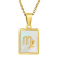 Wholesale Stainless Steel Souvenir Puka Sea Shell Gold 12 Month Zodiac Sign Pendant Friendship Horoscope Necklace Charms