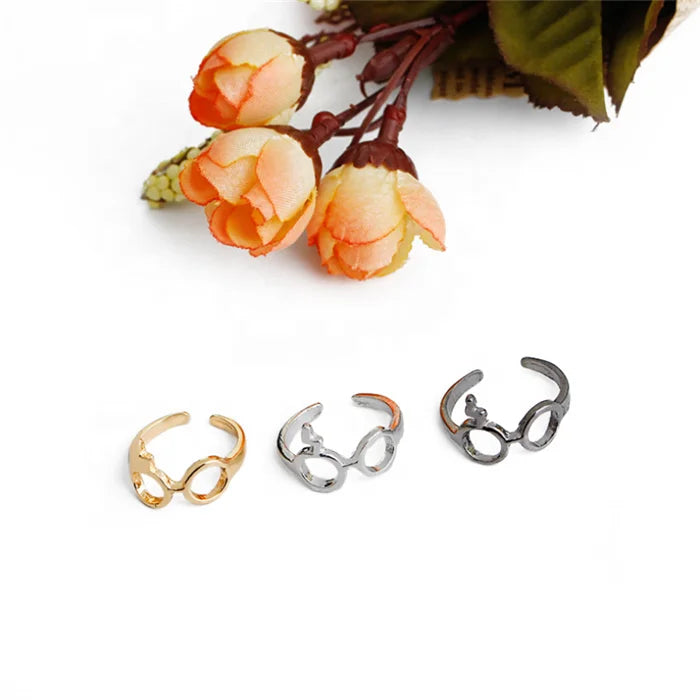 Stocked Glasses Gold Silver Gunmetal Plated Metal Ring Custom Design