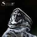 SS8-1209R 2023 New Style Stainless Steel Viking Amulet Viking Anchor Ring Compass Ring Cool Men's Ring Wholesale Gift