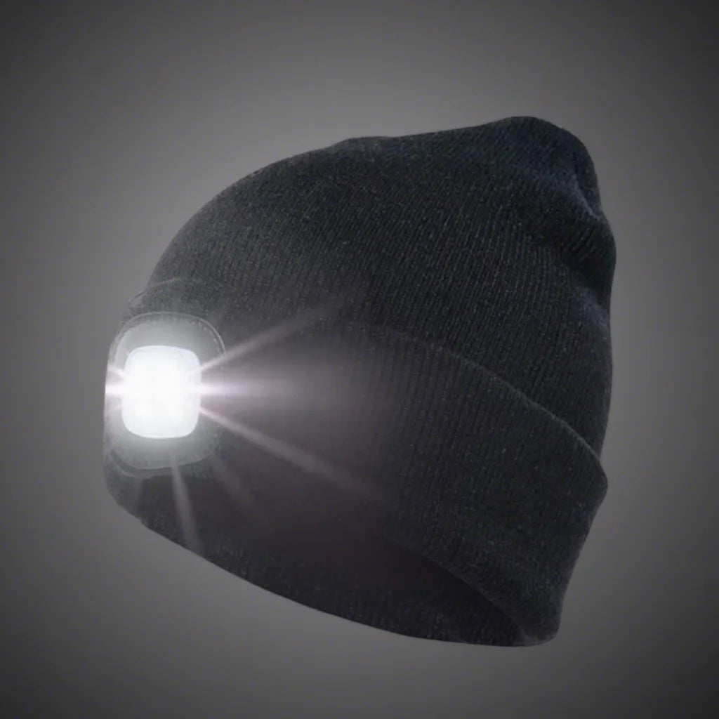 USB Rechargeable LED Headlamp Beanie Hat Unisex 100% Cotton Warm Knit Cap for Men & Women for Christmas & Promotions