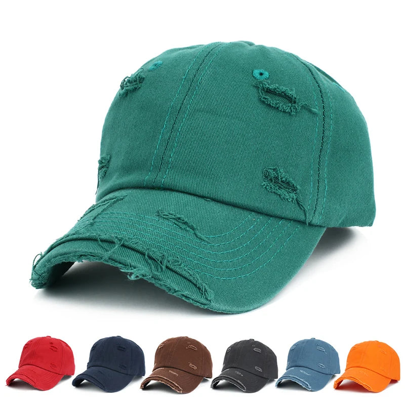 Raw Edge Hole Baseball Cap Men's and Women's Casual Hip-hop Hat Korean Version Personality Riding Mountaineering Men's Sun Hat