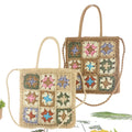 Large Bohemian Tote Bag Indian Boho Shoulder Strap with Zipper Closure Dual Handle Casual straw Beach Handbag-Wholesale