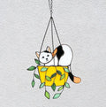Cat in a Flowerpot Sun Catcher Acrylic Pendant Wind Chimes Window Ornament Pendant Wall Art Ornament