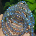 High Quality Natural Crystal Stones 8mm Gray Moonstone Bracelet Labradorite Crystal Beads Bracelet for Healing