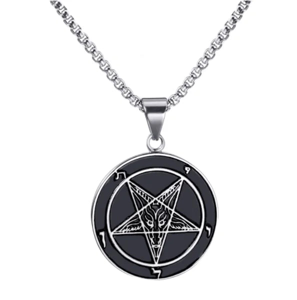 Men's Baphomet GOAT Sigil of Lucifer Devil Demon Stainless Steel Pendant Chain
