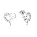 2024 Newest Arrived 925 Silver Unique Design Small Cute Heart Cz Diamond Stud Earrings for Mother