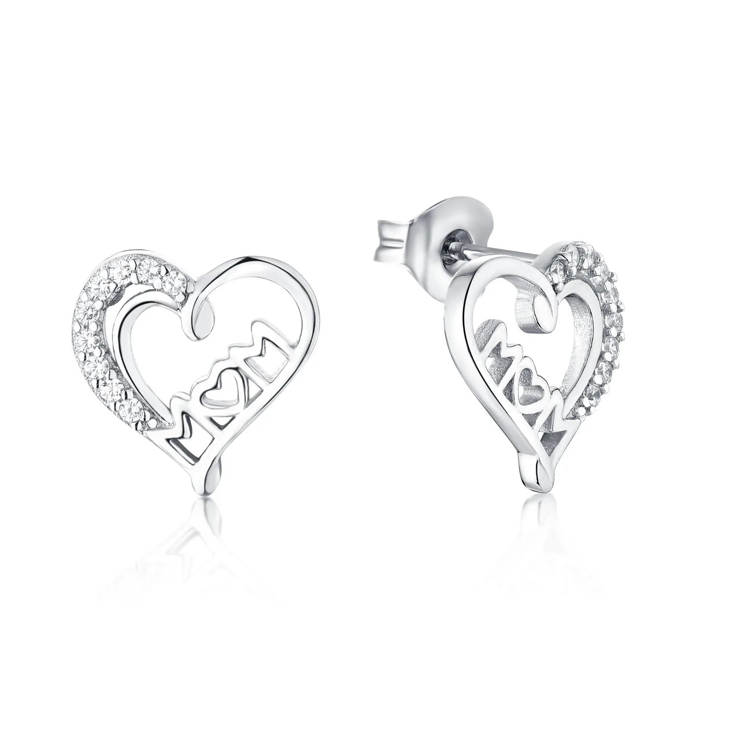 2024 Newest Arrived 925 Silver Unique Design Small Cute Heart Cz Diamond Stud Earrings for Mother