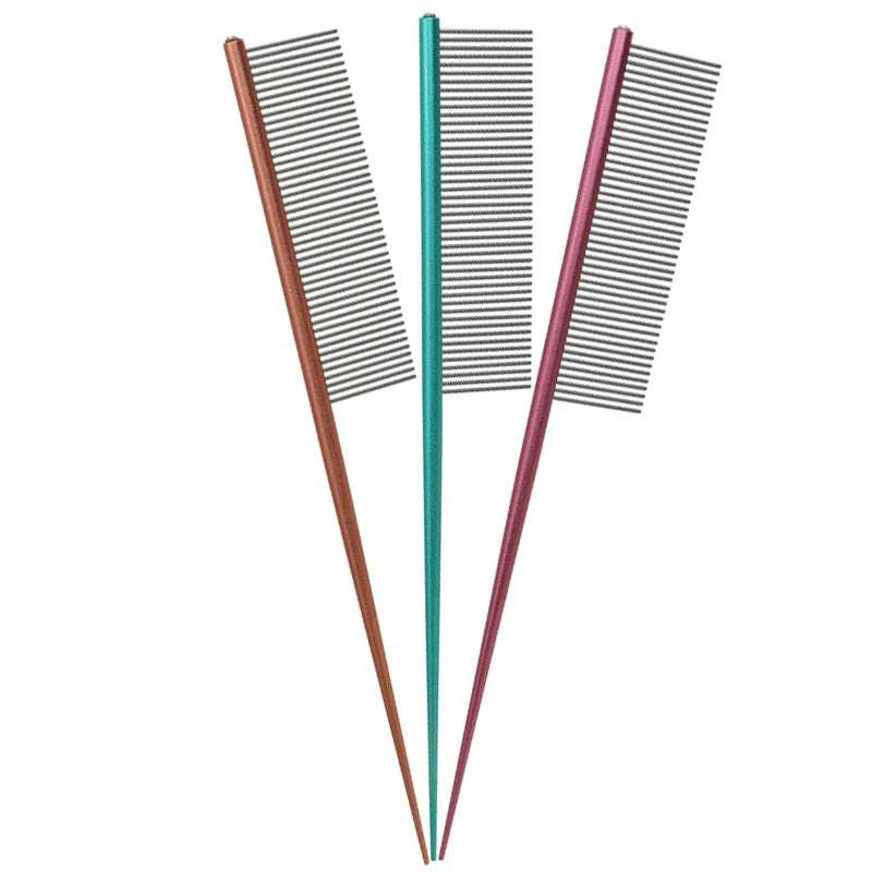 Premium Stainless Steel Rounded Teeth Dogs & Cats Grooming Combs Removing KnotsTangles Flea Pet Combs