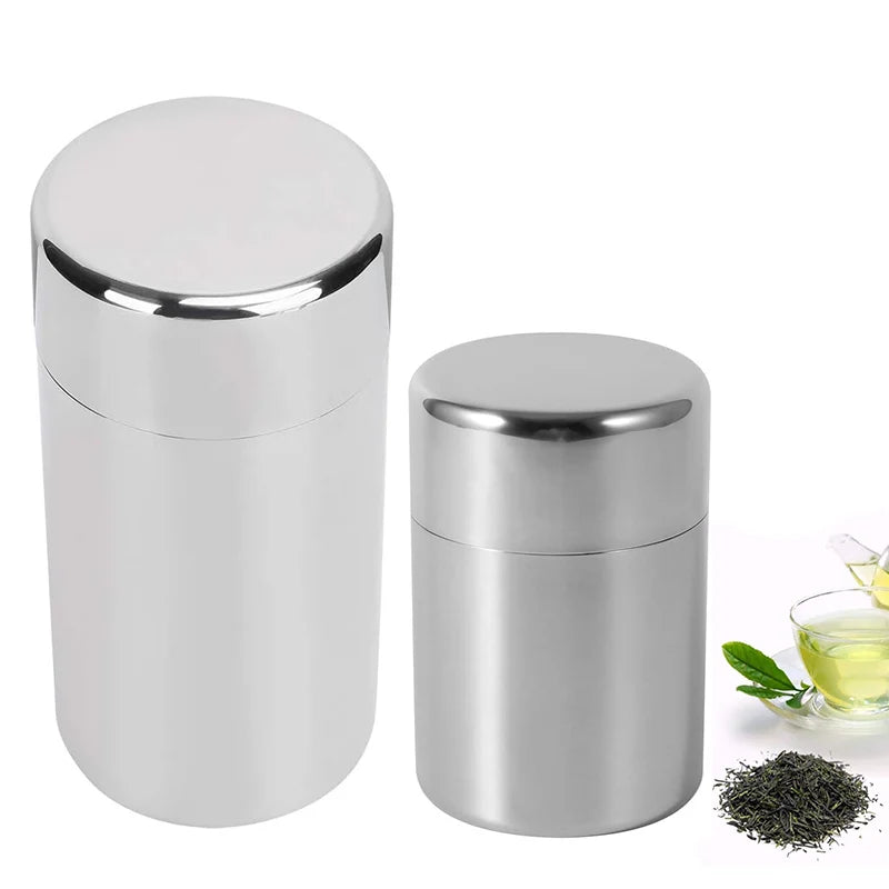 Airtight Double Lids Spices Storage Double Seal Stainless Steel Tea Tin Canister Can