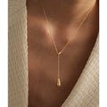 2 Designs Non Tarnish Stainless Steel Waterdrop Necklace Y Shape Pendant Necklaces for Women Elegant Romantic Jewelry 2022 Hot
