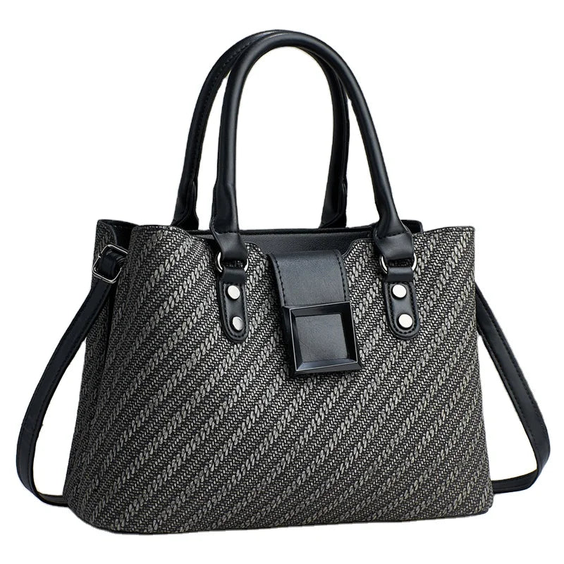 Casual Fashion Trend Striped Large Capacity Handbag Temperament Versatile Women's Shoulder Bag