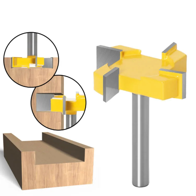 8mm Shank 4 Edge T Type Slotting Cutter Woodworking Tool Router Bits for Wood Industrial Grade Milling Cutter Slotting