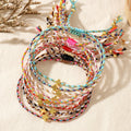 Go2boho Boho Four-Color Bracelet Hand-Woven Cotton Rope Good Luck Copper Cross Gold Plated Alloy Fashion Beaded Stylish Bohemia