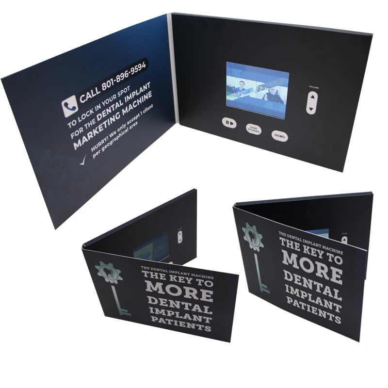 Lcd Video Brochure Card  Digital 7 Inch Lcd Screen Greeting Card  Tft Display Screen Paper Card 7 Inch A4 A5 Promotional 7 " Bla