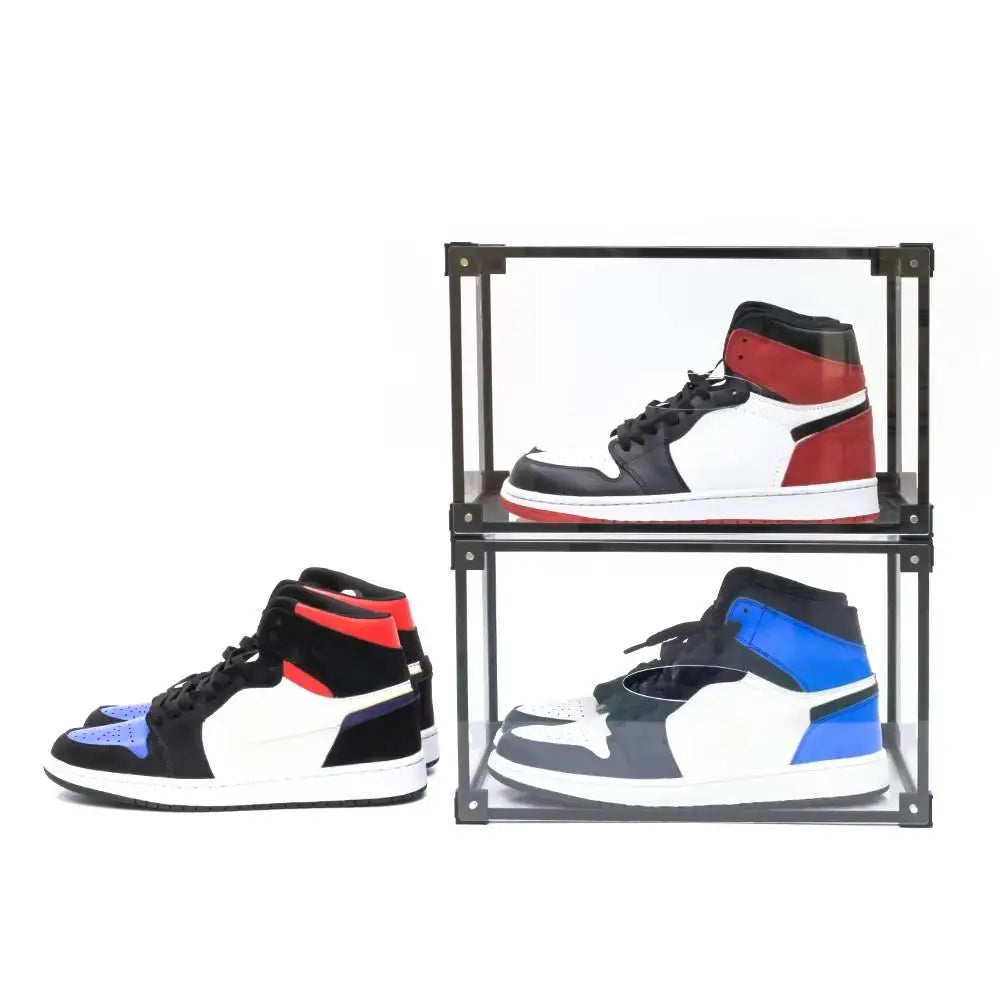 Wholesale Eco-Friendly Front-Facing Visibility Interlocking Stackable Easy to Assemble Foldable Clear Plastic Shoe Box