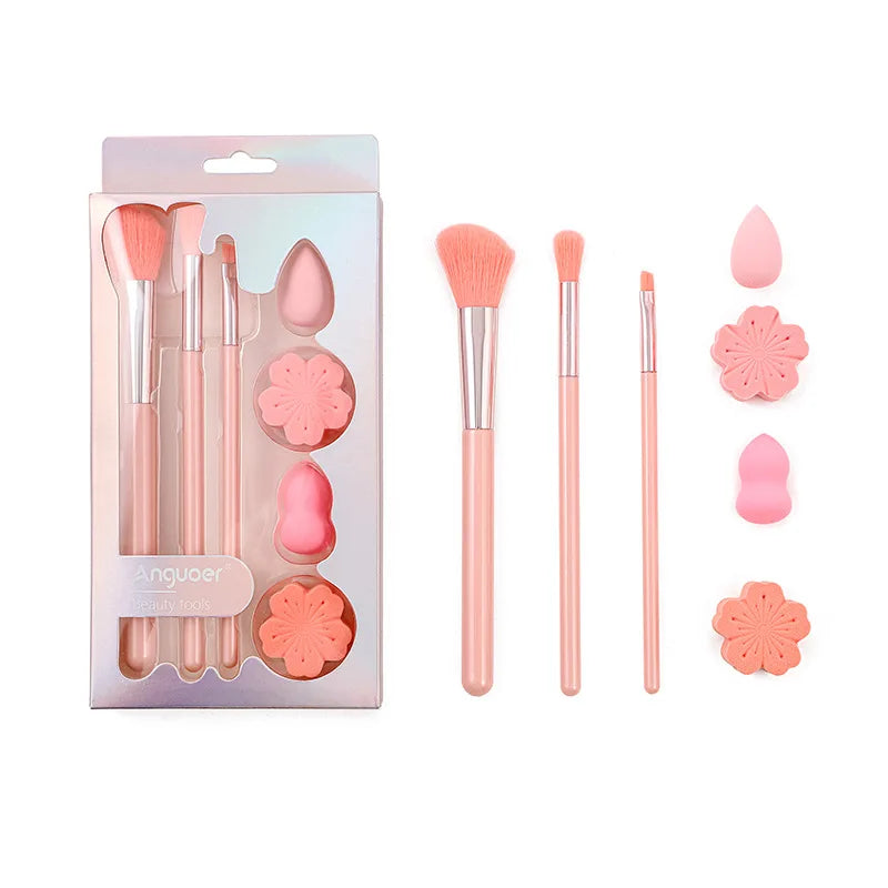 YUE Makeup 5Pcs Black Eyebrow Inclined Flat Angled Brush Eyeliner Eyeshadow Eye Brow Makeup Tool Professional Women Cosmetic