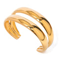 Minimalist 18K Gold Plated Stainless Steel Open Cuff Bracelet Glossy Bangles for Women Fashion Accessory