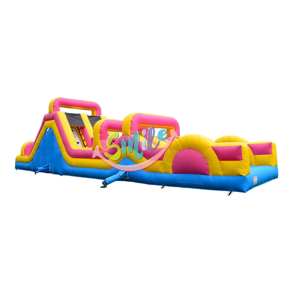 Large Commercial PVC Kids Outdoor Obstacle Course Bounce House Inflatable Jumping Bouncy Castle With Slide for Rental Event