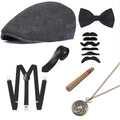 Vintage 1920S Men Great Gatsby Accessories Set Roaring 20S Retro Costume Pocket Watch Tie Hat Cosplay Party for Men