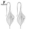 Brushed Maple Leaf Hooks Earrings Simple 925 Sterling Silver Leaves Earring for Women Designer Custom Fine Jewelry Wholesale