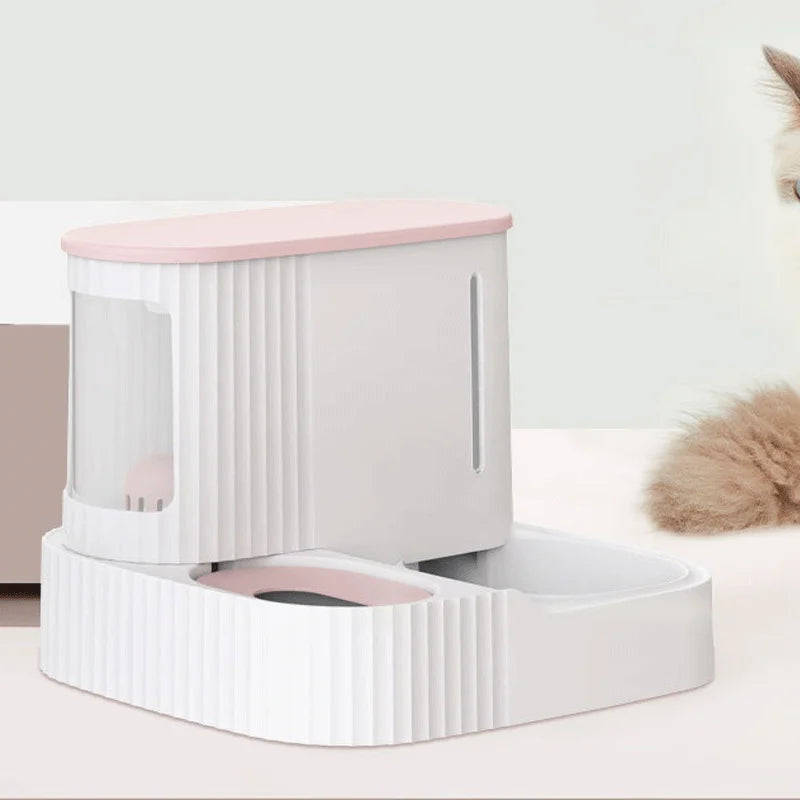 New Design Pet Dog Cat Fountain Automatic Water Feeder Dispenser Container Auto Gravity Food Feeder Non Spill Water Food Feeder