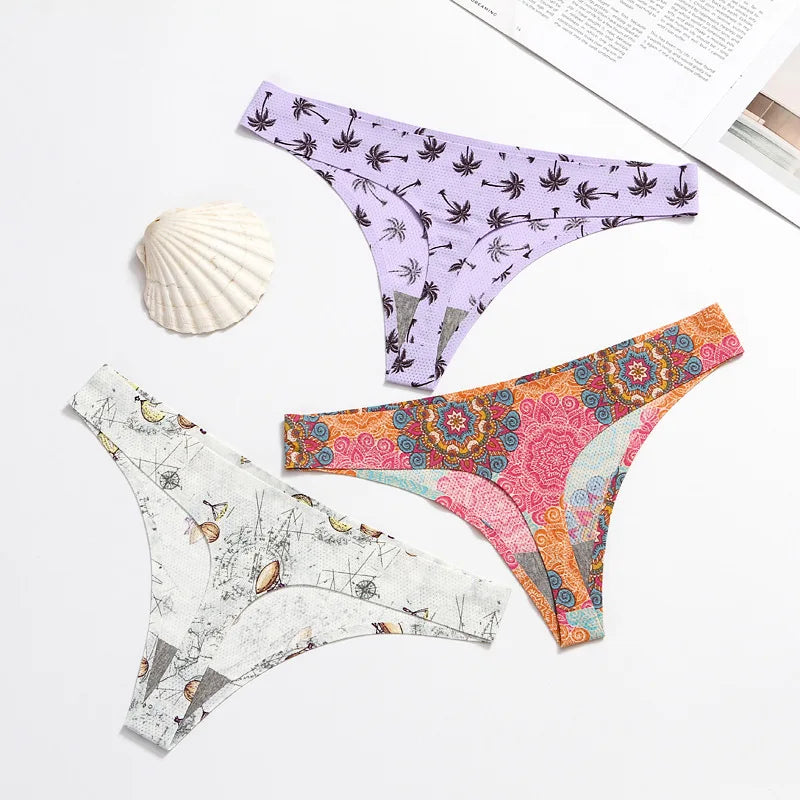 KK021 Factory Wholesale Sexy Women Hipster Low-Rise Cotton Panties Pattern Fashion Underwear Lingerie Briefs Quick Dry