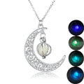 Welwish Hot Sale Popular Hollow Metal Moon Shape Luminous Pendant Necklace