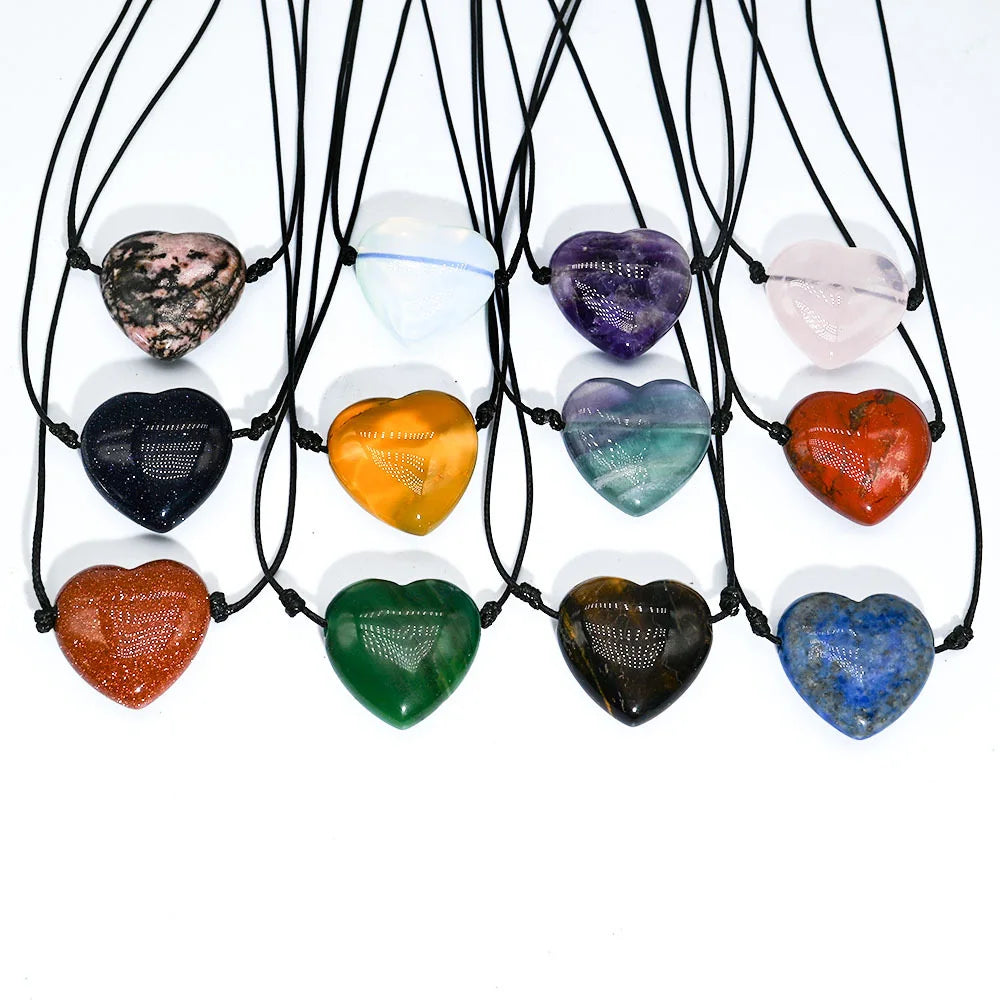 Wholesale Sandstone Lapis Lazuli Rose Quartz Crystal Hearts Pendant for Gift